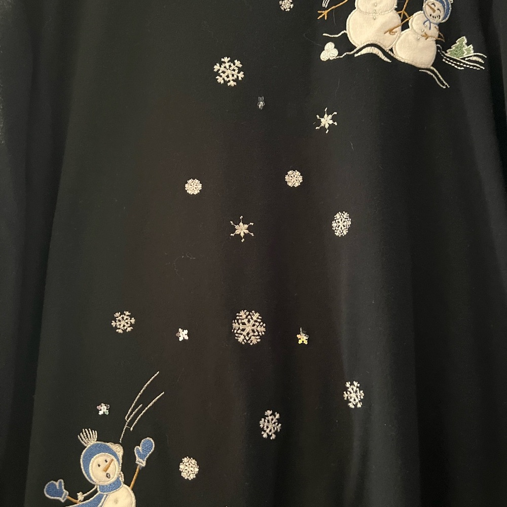 Alfred Dunner Black Sweater with Snowman Design Size S - Picture 3 of 4